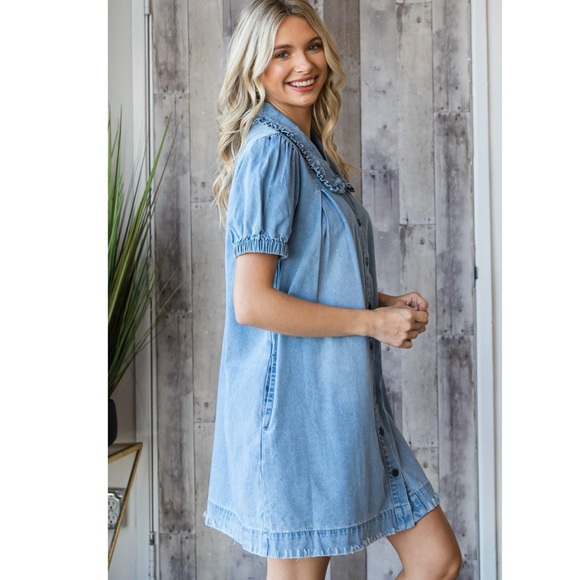 Blue Denim Mini Dress - Picture 5 of 7